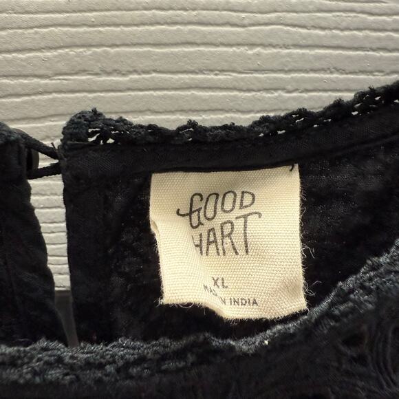 Matilda Jane Good Hart Westlake Eyelet Black Blouse Elbow Length Sleeves XL - Picture 5 of 5